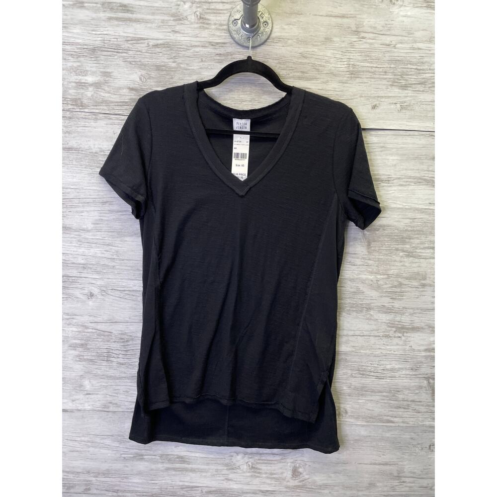 Peyton Jenson T Shirt XS Womens Black Short Sleeve V Neck‎ Basic Cotton Tee